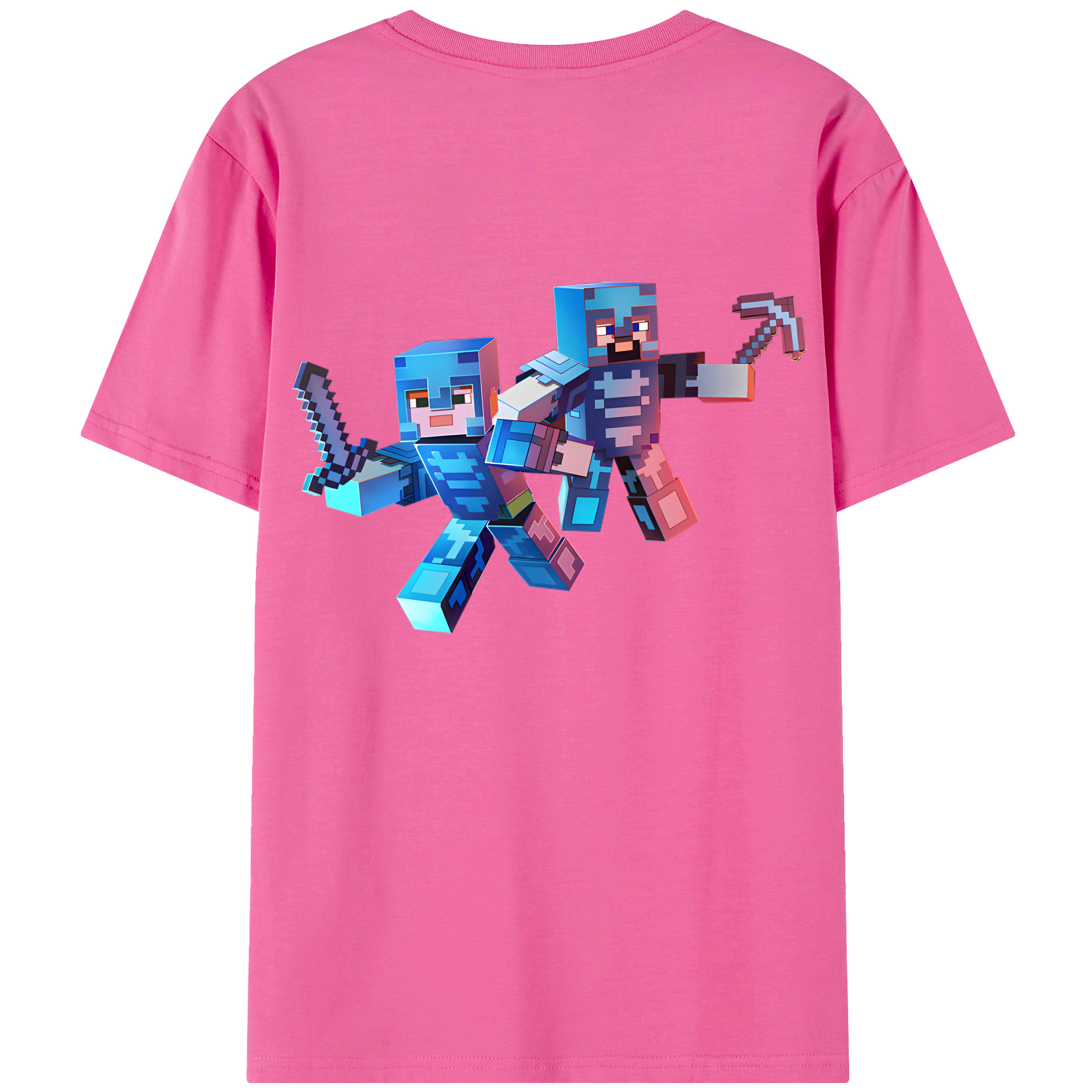（画像用） マインクラフト ブロックの世界 Minecraft MC Block world レディース半袖Tシャツ(バックプリント)